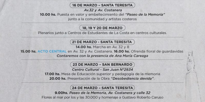 La Costa: comenzaron las actividades por el Mes de la Memoria