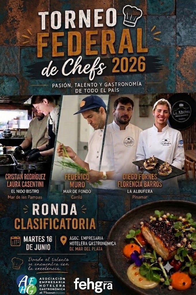 Pinamar estar&aacute; presente en el Clasificatorio para el Torneo Federal de Chefs 2026