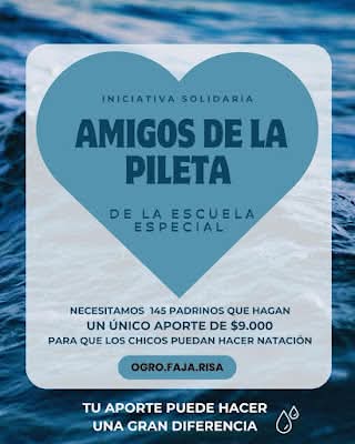 Lanzan campa&ntilde;a solidaria &ldquo;Amigos de la Pileta&rdquo; para que alumnos de la Escuela 501 puedan hacer nataci&oacute;n
