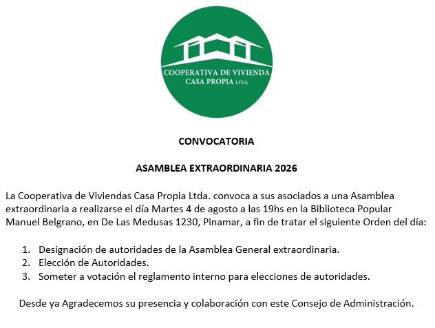 Asamblea extraordinaria de Coopoerativa de Vivienda Casa Propia Ltda