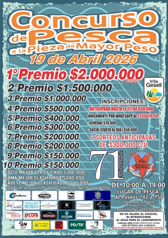 El Club de Pesca celebra su 71&deg; aniversario con un torneo de m&aacute;s de 4 millones de pesos en premios