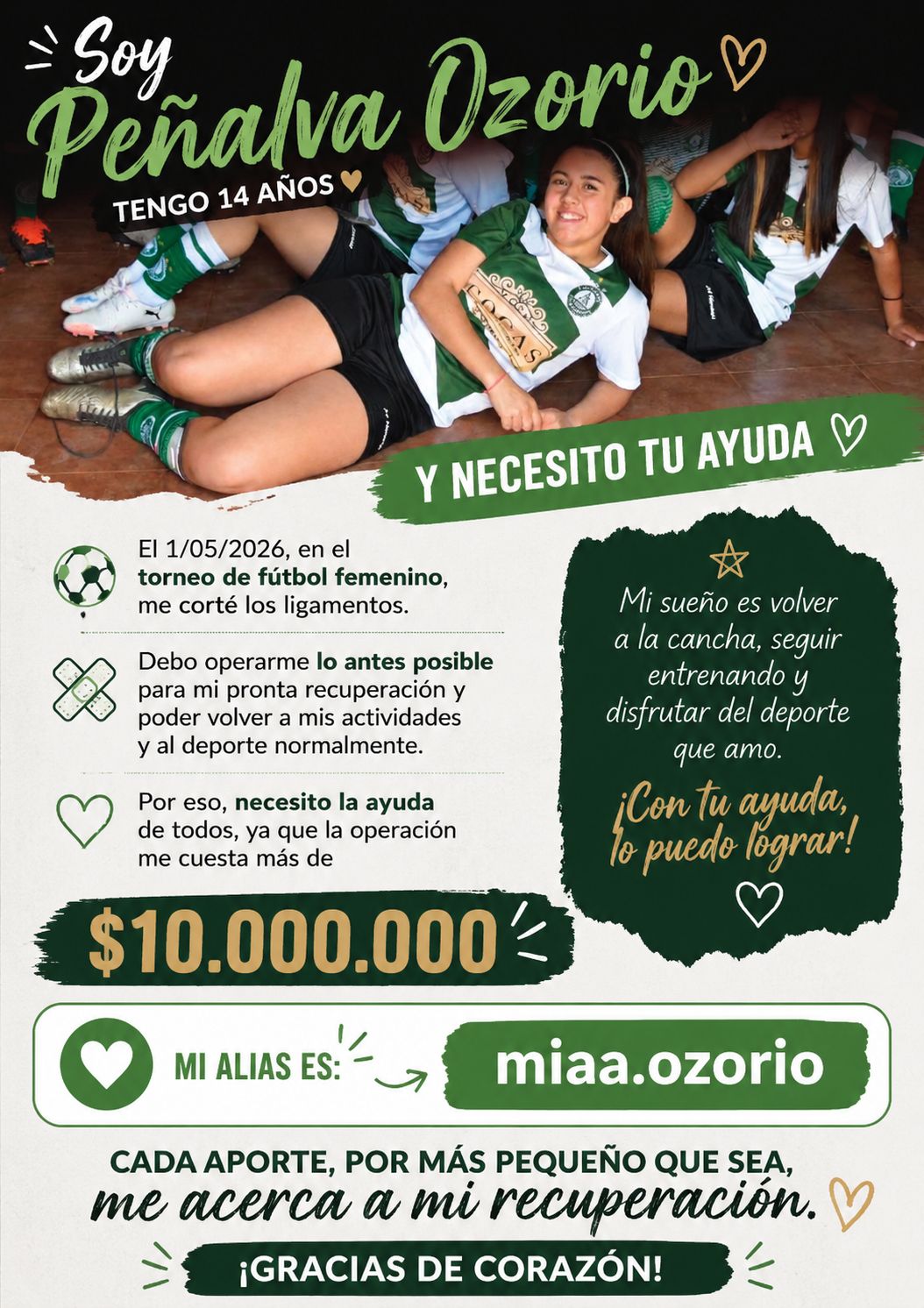 Campa&ntilde;a solidaria del Club Deportivo Pinamar por una jugadora