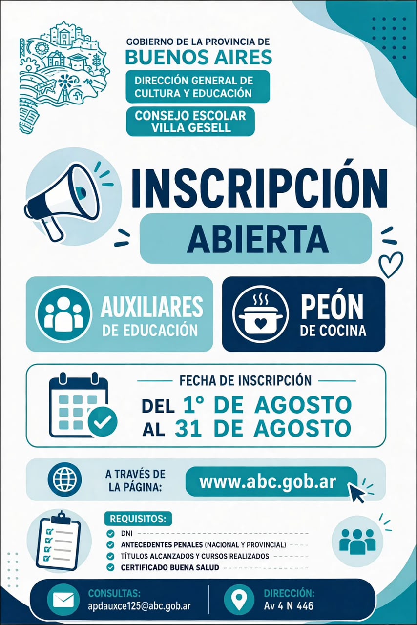 Consejo Escolar abre la inscripci&oacute;n para aspirantes a auxiliares de educaci&oacute;n y peones de cocina