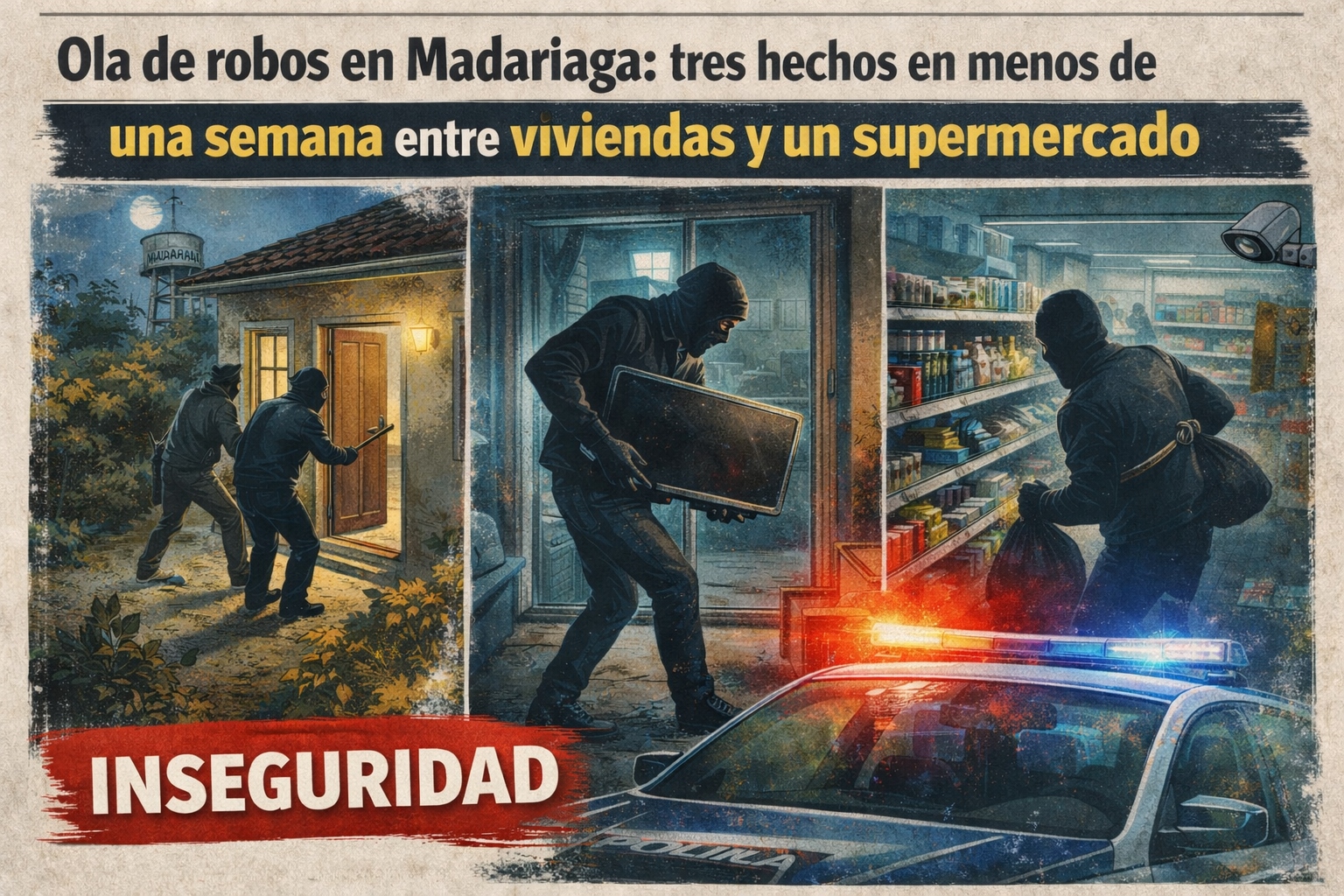 Ola de robos en Madariaga: tres hechos en menos de una semana entre viviendas y un supermercado