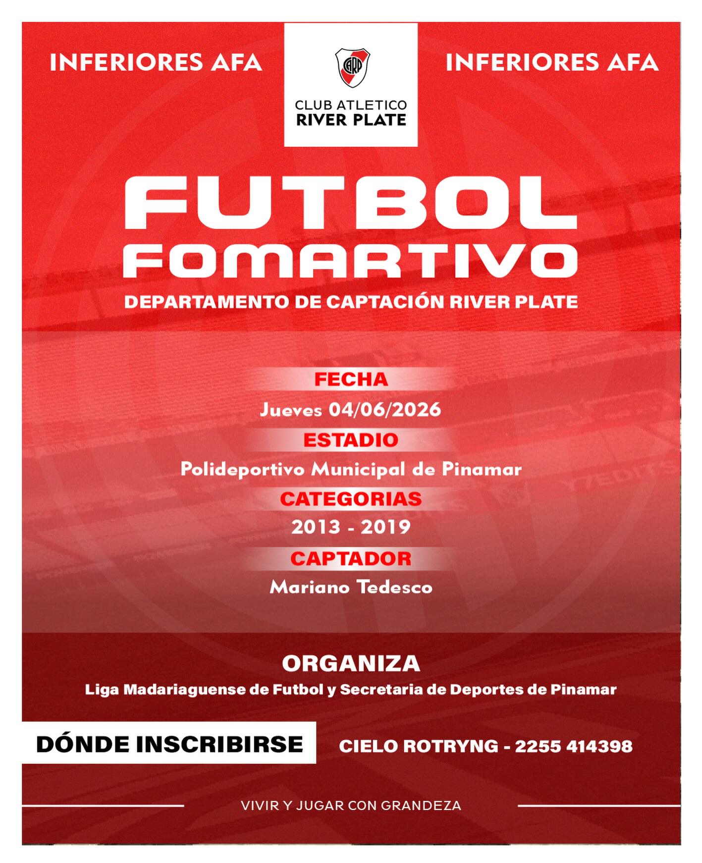 River Plate abre una prueba de inferiores en Pinamar y Madariaga &eacute;ste jueves: qui&eacute;nes pueden participar y c&oacute;mo inscribirse