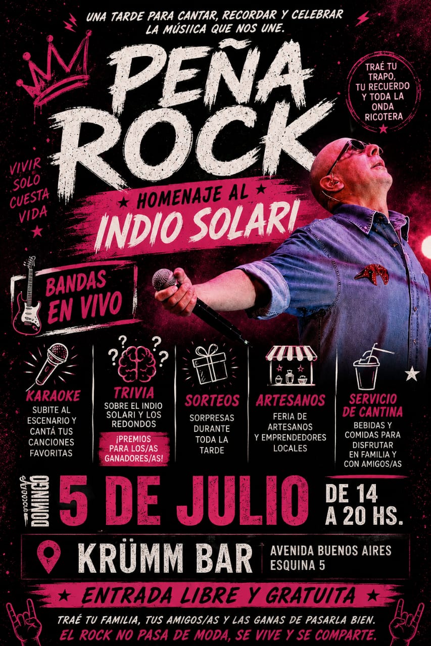 Pe&ntilde;a Rock en Madariaga: un domingo para revivir la m&iacute;stica ricotera con entrada libre y gratuita