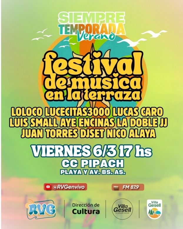 Villa Gesell despide el verano a pura m&uacute;sica: llega el Festival en la Terraza del Pipach