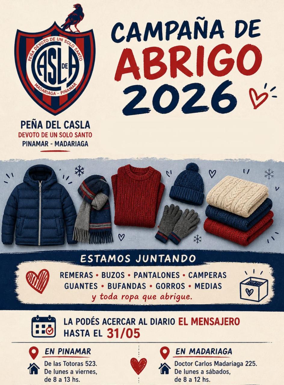 La Pe&ntilde;a de San Lorenzo lanza una nueva campa&ntilde;a de abrigo en Pinamar y Madariaga: ten&eacute;s todo el mes para juntar ropa y colaborar