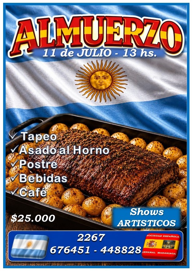 La Sociedad Espa&ntilde;ola de General Madariaga prepara un gran almuerzo con shows art&iacute;sticos para el pr&oacute;ximo 11 de julio