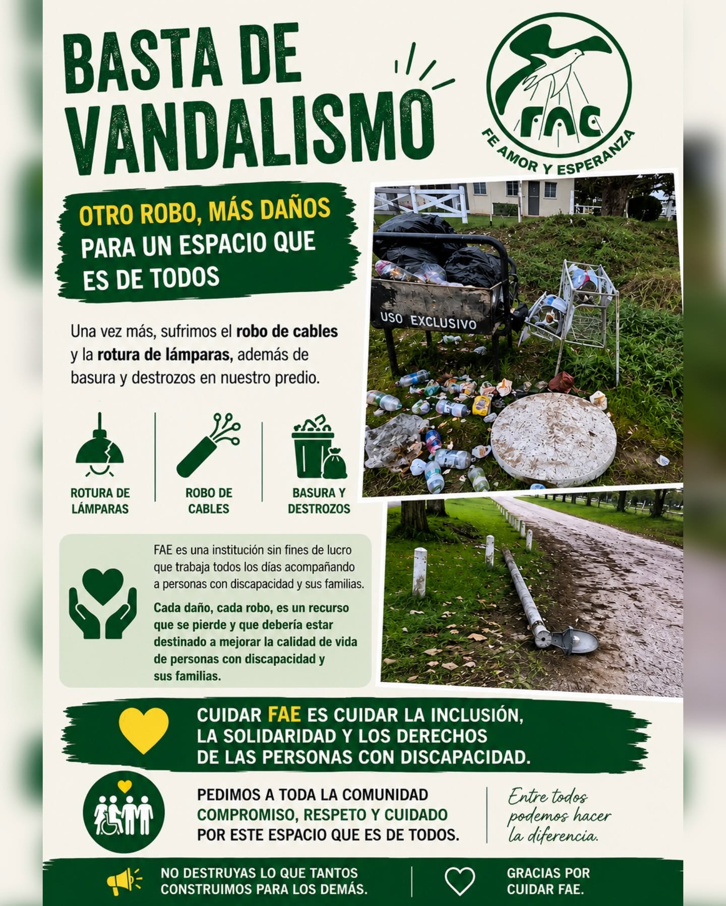 Lamentable: nuevamente, robo y destrozos en FAE